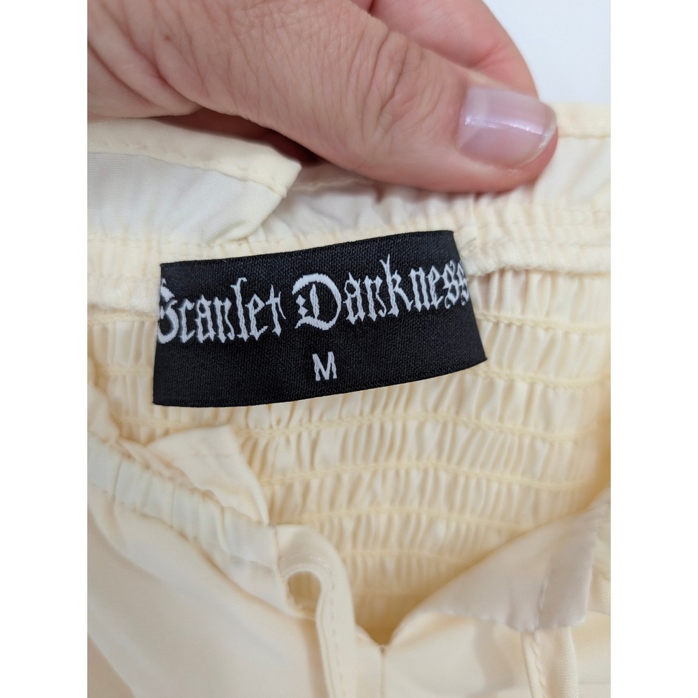 Scarlet Darkness Dress Medium Cream Renaissance Ruffle High Low Puff Sleeve - Picture 5 of 7